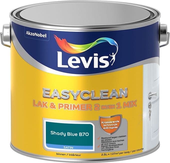 Levis - Easyclean Lak & Primer 2-In-1 Mix - Shady Blue B70 - Mengverf - 2,5 L