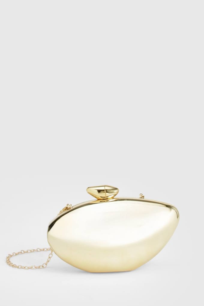 boohoo Dames Metallic Acryl Clutch Tas | Goud