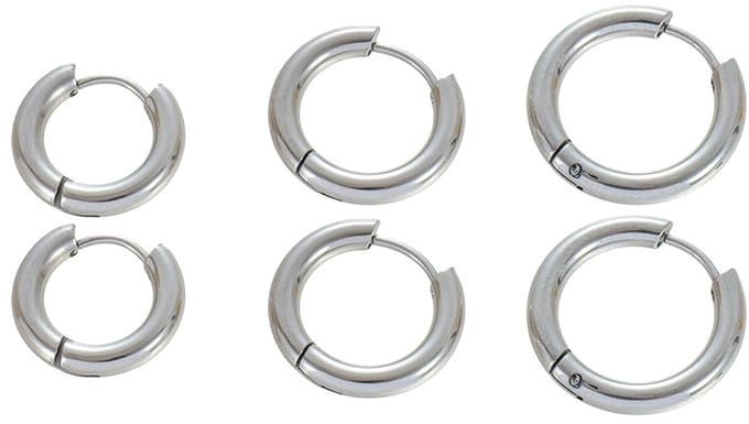 Oorbellenset - RVS - 3 paar - zilverkleurig