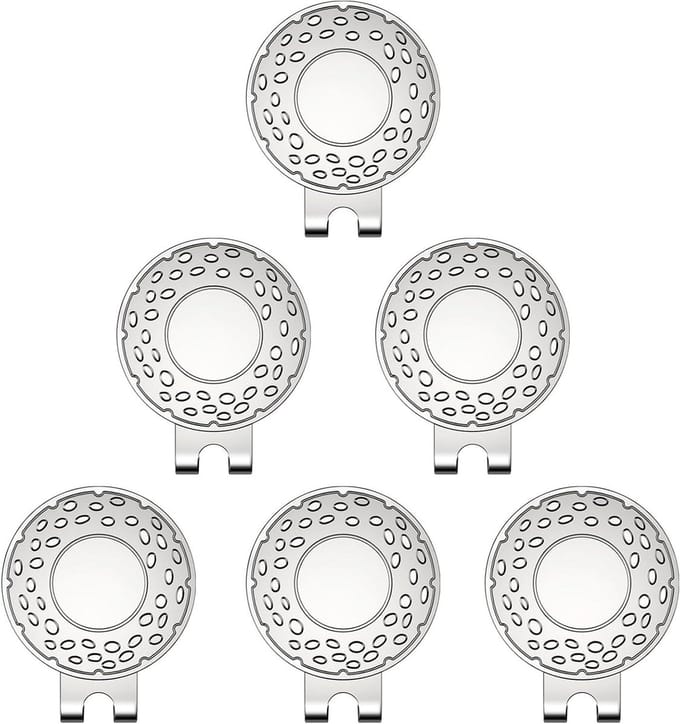 Golf Hoed Clips - Golf Accessoires - Golf Training - Sterke Magneet - 6 Stuks - Zilverkleurig