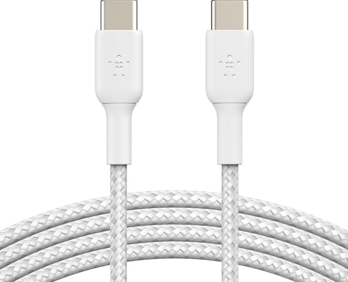 Belkin BoostCharge - Gevlochten USB-C/USB-C kabel - 1 meter - Wit - Duo pack