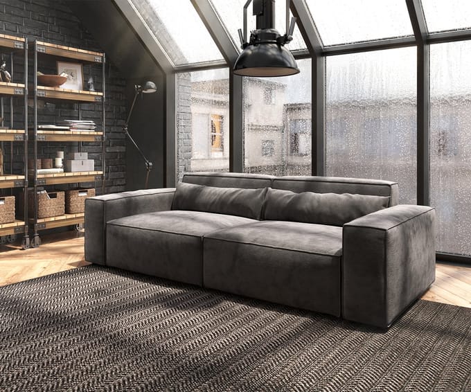 Big-Sofa Sirpio 230x95 cm microvezel kaki bruin