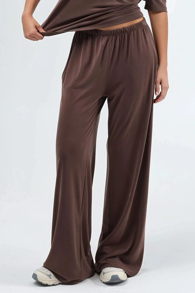 Elastische Taille Rechte Leg Modal Broek