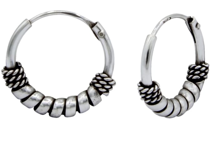 Joy|S - Zilveren Bali oorbellen - 12 mm - geoxideerd