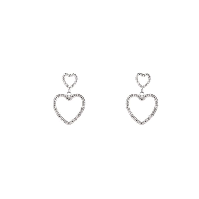 Go Dutch Label Oorknoppen Double Open Hearts Zilver