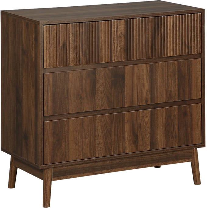 sweeek - Ladekast 3 lades houtdecor deels gegroefd 80cm - linear