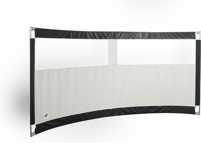 Gebogen windscherm ESVO Mistral 300 met 2 smalle ramen PVC