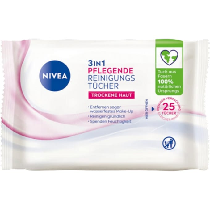 Nivea Caring 3in1 Reinigingsdoekjes - 25st