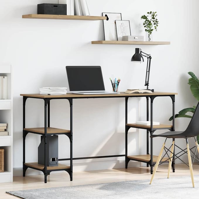 vidaXL - Bureau - Artisan - Eiken - Bewerkt - hout - 140 - x - 50 - x - 75 - cm