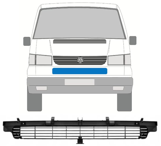 Onderste grill voor Volkswagen Transporter T4 1996-2003