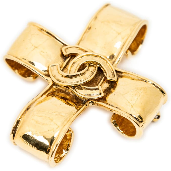 CC Cross Brooch Pin   Broche