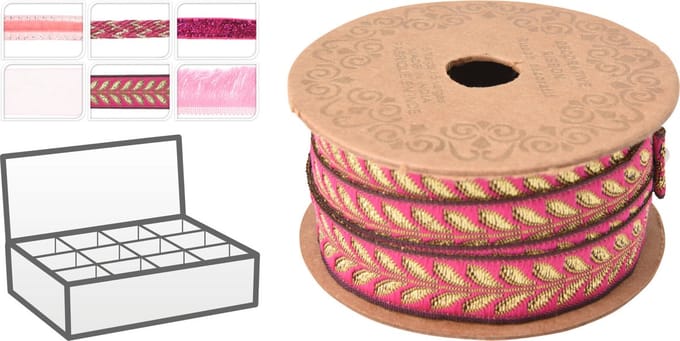 Kerst Lint - Set van 3 stuks - Kerstlint - Cadeauversiering - 3,5x300cm - Roze