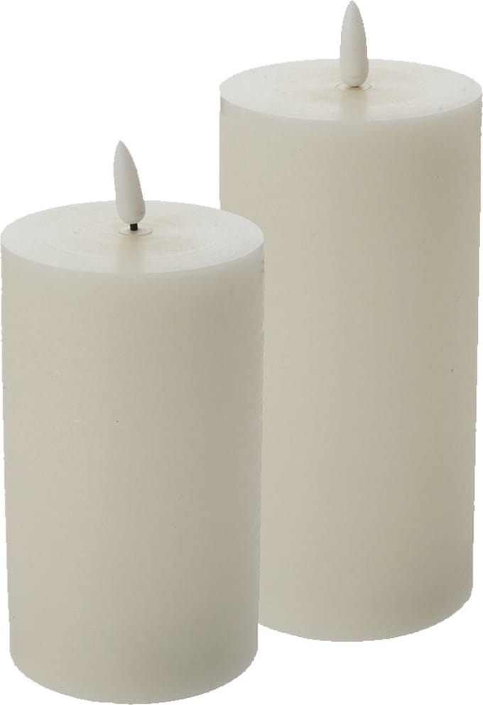 LED kaarsen/stompkaarsen - set 2x - creme wit - H12,5 en H15 cm - flikkerend licht - timer