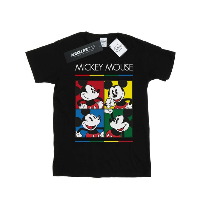 Disney Heren Mickey Mouse Vierkant Gekleurd T-shirt (Zwart)