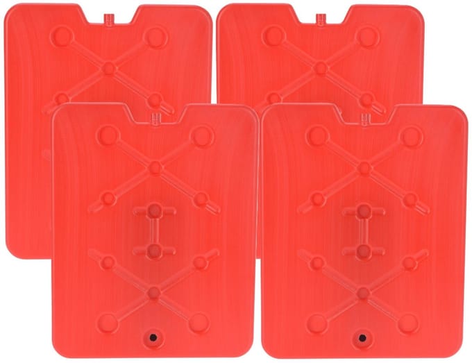 Excellent Houseware Koelelement Ice Pack - 4x - rood - plat - polyethyleen - 900 gram - 32 x 25 x 1 cm - schijf
