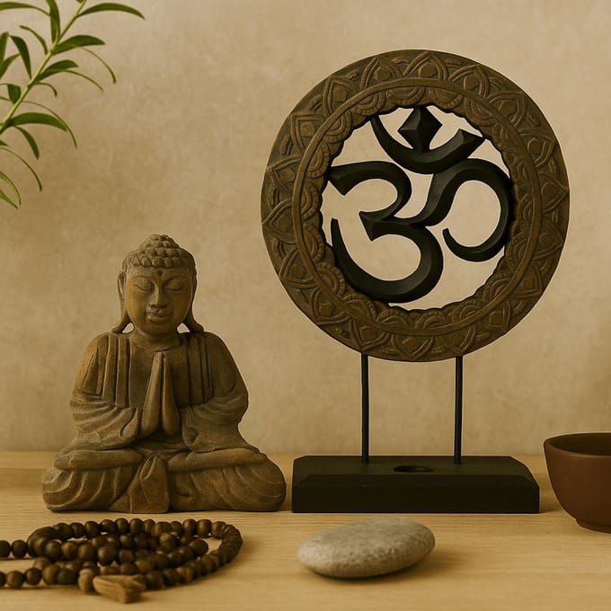 Boeddha Feng Shui Set - Om - Grijs & Zwart