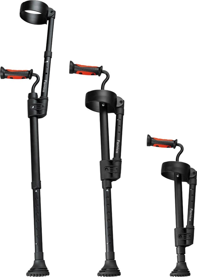 e-Ability Reiskruk – Dubbel Inschuifbare Elleboogkruk - Zwart / Rood - Per Stuk