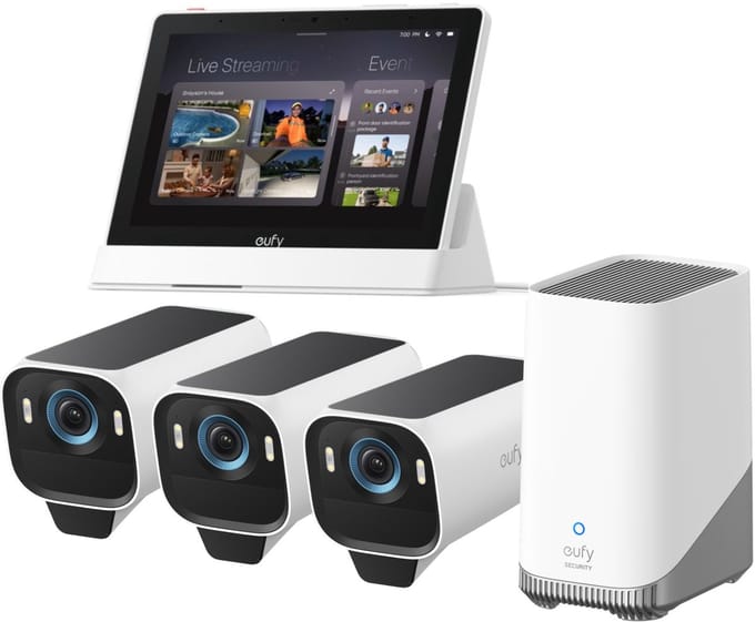 eufy Security eufyCam S3 Pro MaxColor Vision 4K 3-Cam Set inclusief Homebase 3 + Smart Display E10 - Bundelvoordeel