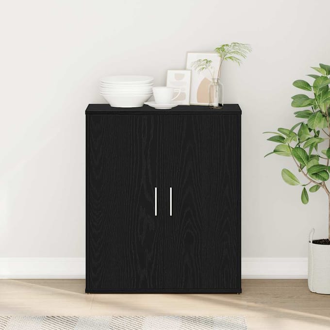 vidaXL - Dressoir - Zwart - Eiken - 60x31x70 - cm - Engineered - Wood