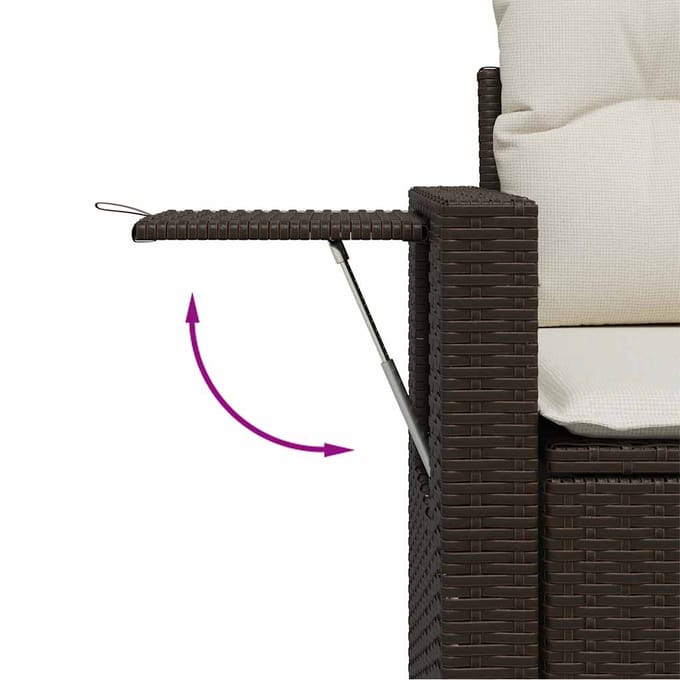 vidaXL - 7-delige - Loungeset - met - kussens - poly - rattan - bruin