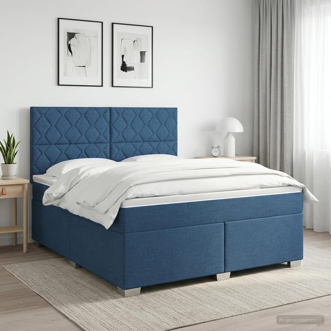 vidaXL - Boxspringbed - met - matras - met - hoofdeinde - Blauw - 160 - x - 200 - cm - Stof