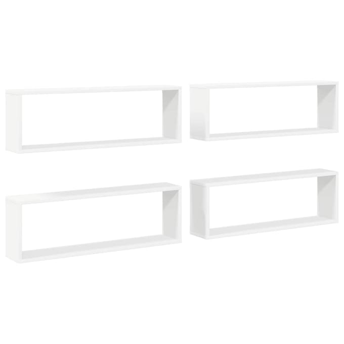 vidaXL - Wandschappen - kubus - 4 - st - 80x15x26,5 - cm - bewerkt - hout - wit