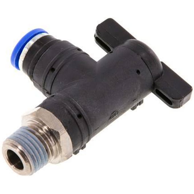 8 mm - R1/4'' Kunststof/Messing L-stuk 2-Weg Kogelkraan