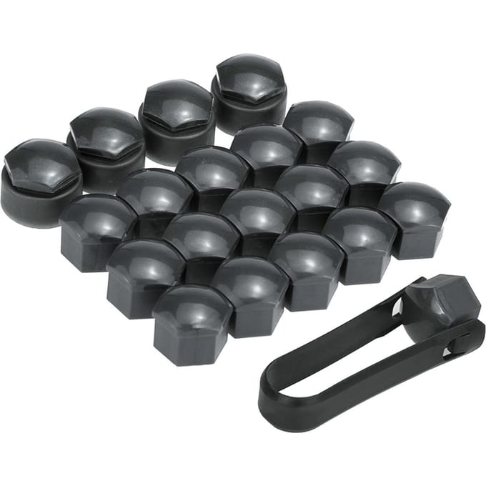Set van 16+4 stuks universele 17mm auto wielmoer bout afdekkingen vergrendelingskappen black
