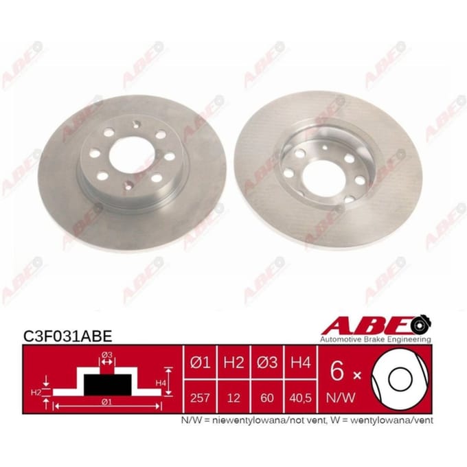 Remschijf ABE C3F031 voorkant, compleet, 1 Stuk