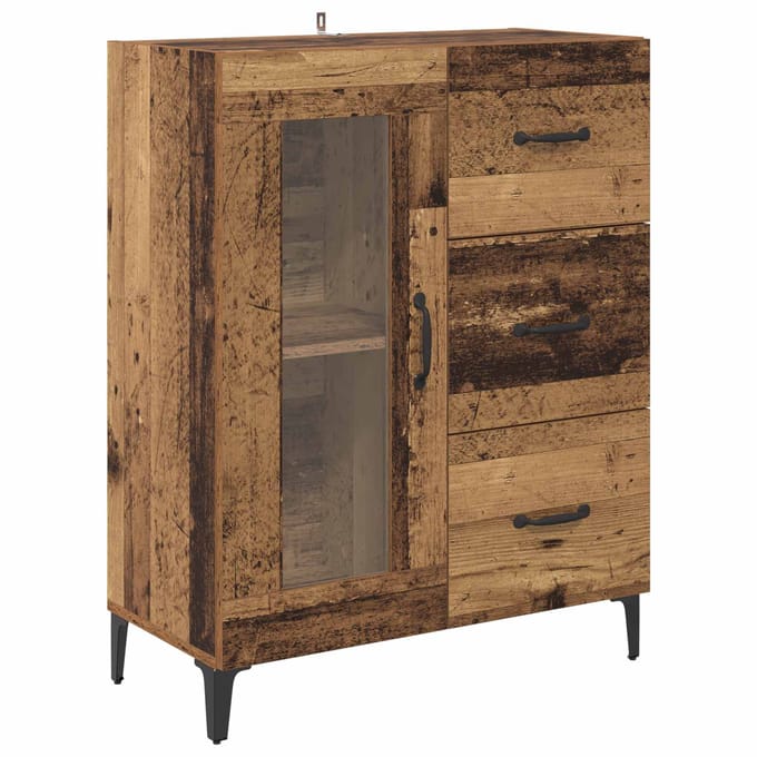 vidaXL - Dressoir - Oud - Hout - 69,5 - x - 34 - x - 90 - cm - Geengineerd - Hout - en - IJzer