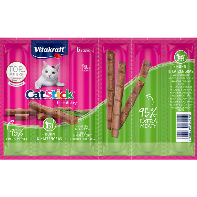 6x6g Cat Stick Healthy Kip & kattengras Vitakraft Kattensnacks