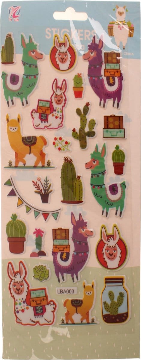 Lg-imports Stickervel Multicolor Alpaca's 28 X 12 Cm 23 Stuks