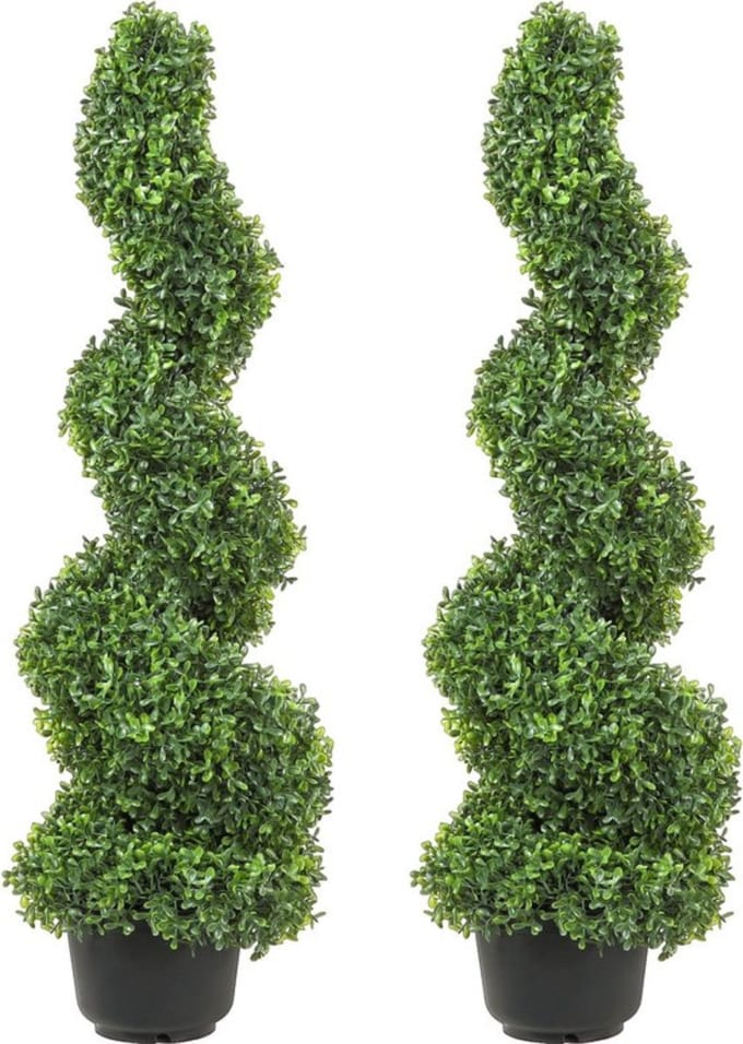 Buxus Kunstplant - 2 Stuks - Spiraal - voor Binnen en Buiten