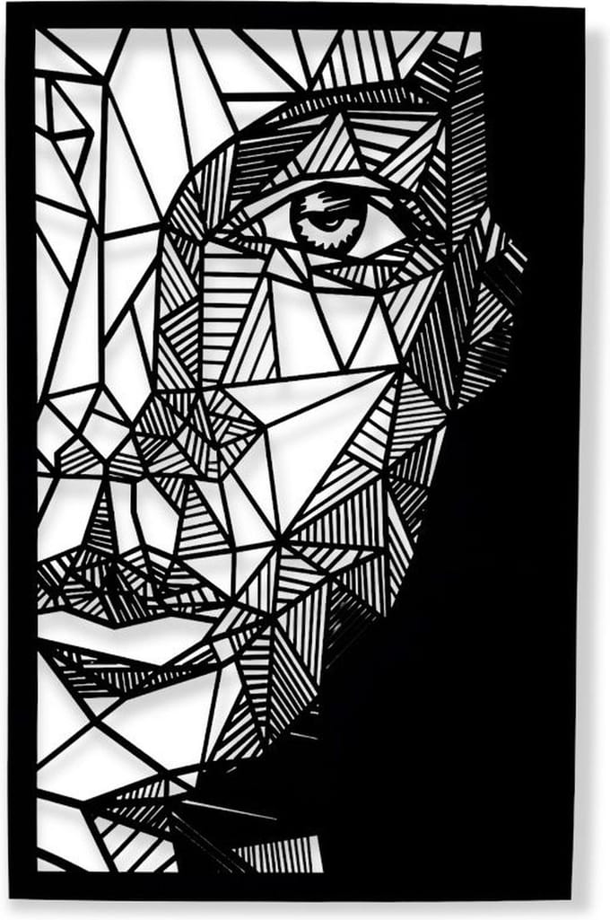 Wandpaneel Geometric Face - MDF - 80cm - Wanddecoratie van hout