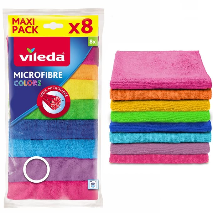 Vileda Mikrofibra Serie - Microvezeldoek - 8 Kleuren - Super Absorberend - Wasbaar
