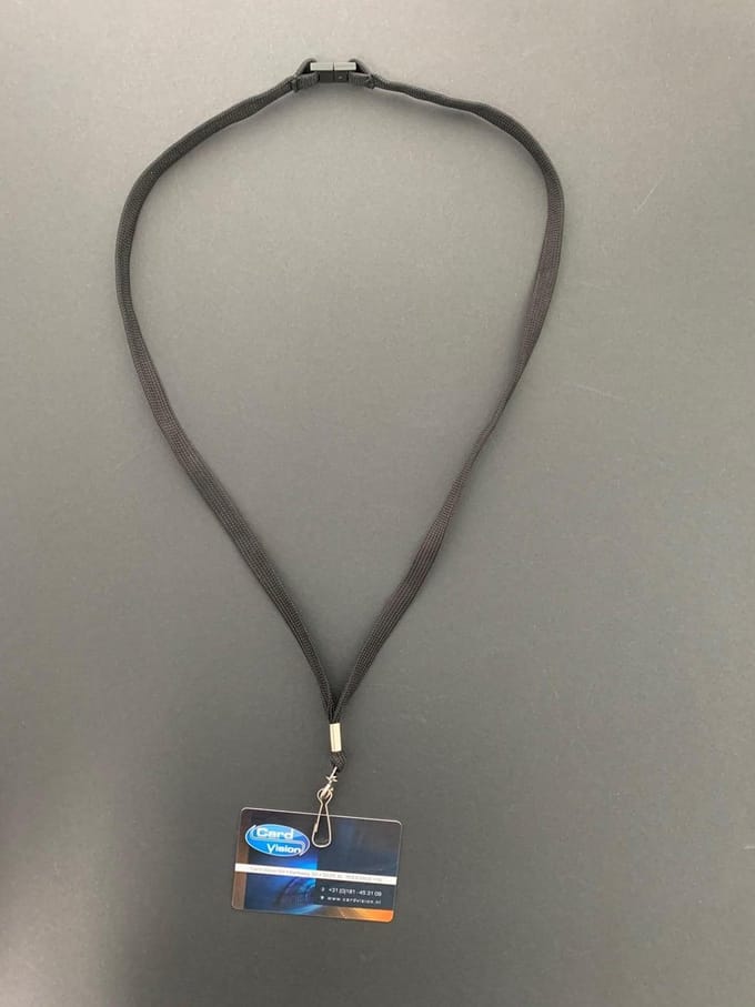 Keycord met Metalen J clip zwart