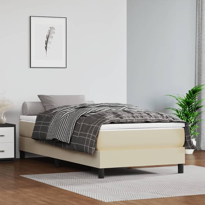 vidaXL - Boxspring - bed - kunstleer - crèmekleurig - 80x200 - cm