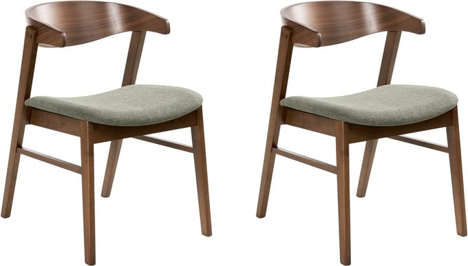 LILLY - Eetkamerstoel set van 2 - Donkerbruin/Groen - Polyester