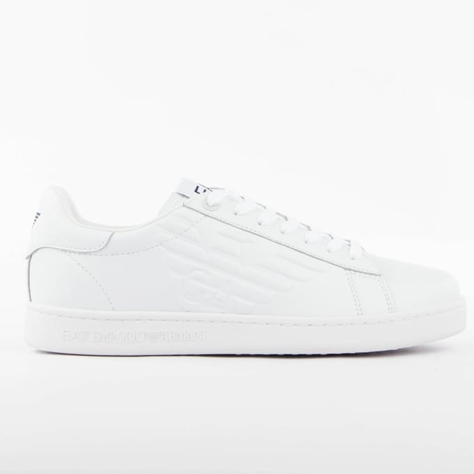 Lace-Up Leather Sneakers with Rubber Sole - White