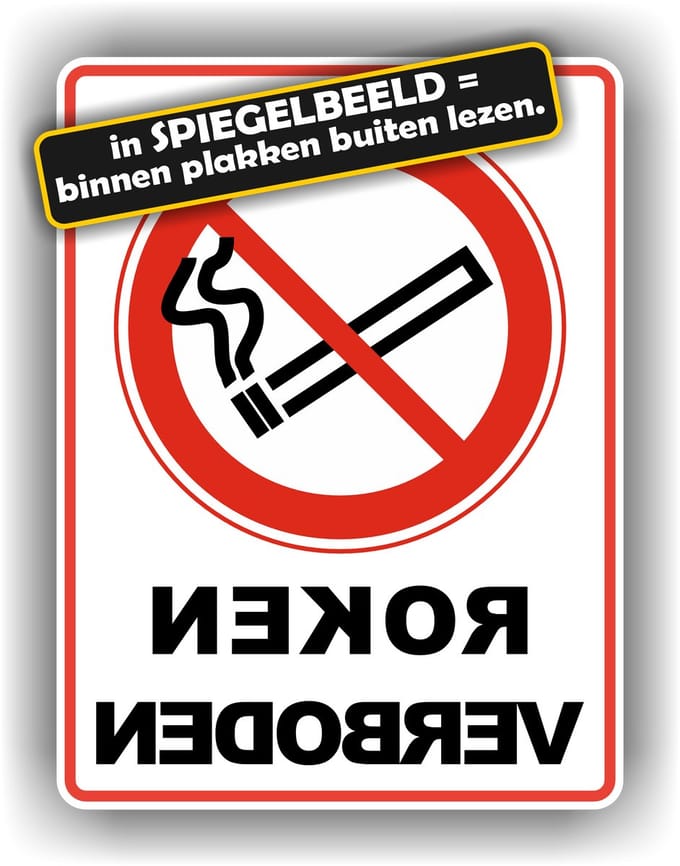 Jerma - Roken verboden - Raamsticker - Spiegelbeeld - 15x20cm