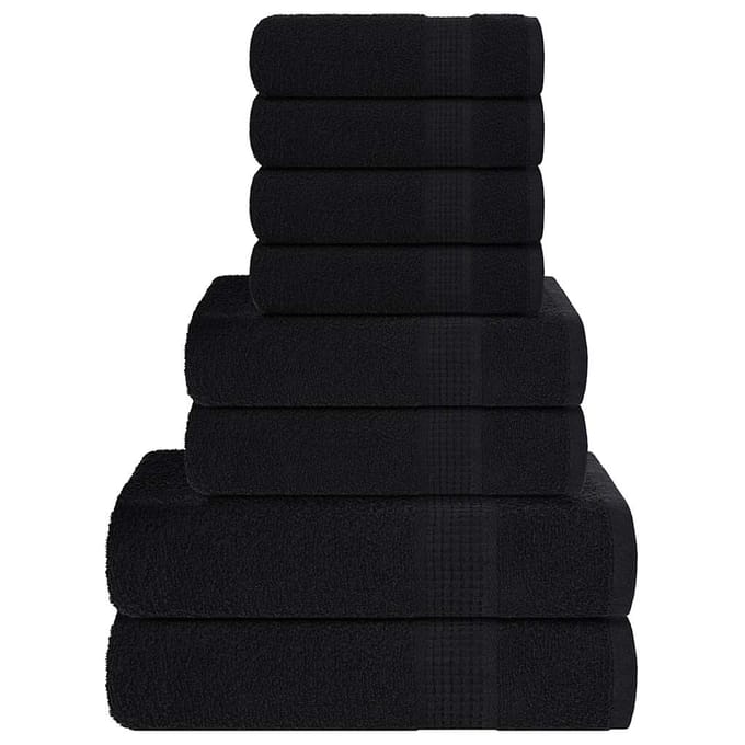 vidaXL - 8-delige - Handdoekenset - FROGN - 360 - g/m² - zwart