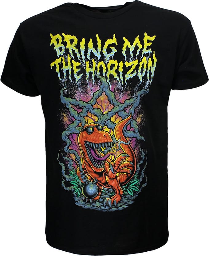 Bring Me The Horizon Smoking Dinosaur T-Shirt - Officiële Merchandise - S