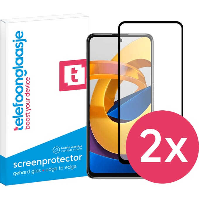 DuoPack: Xiaomi Poco M4 Pro screenprotector gehard glas Edge to Edge