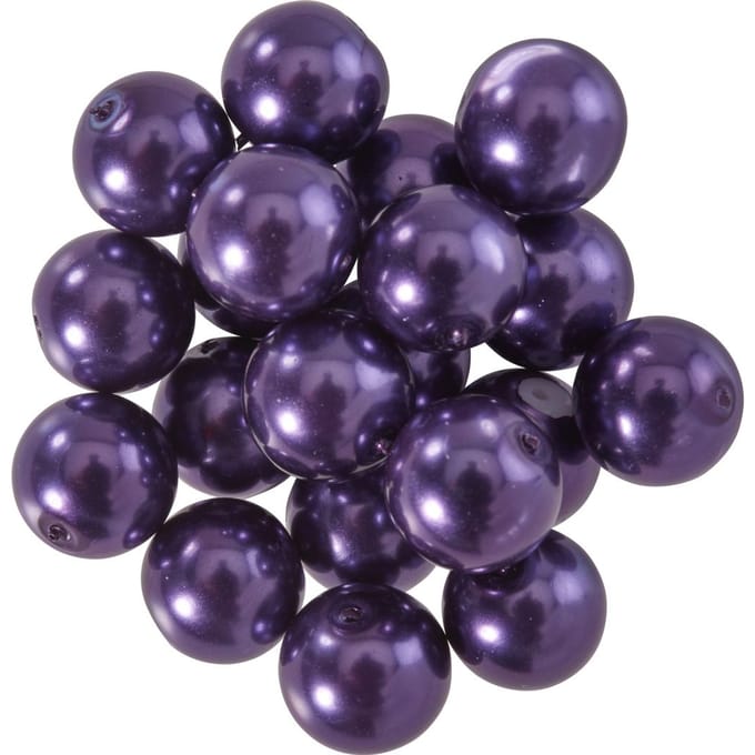 Glazen waskralen, Ø 10 mm, 20 stuks - Paars