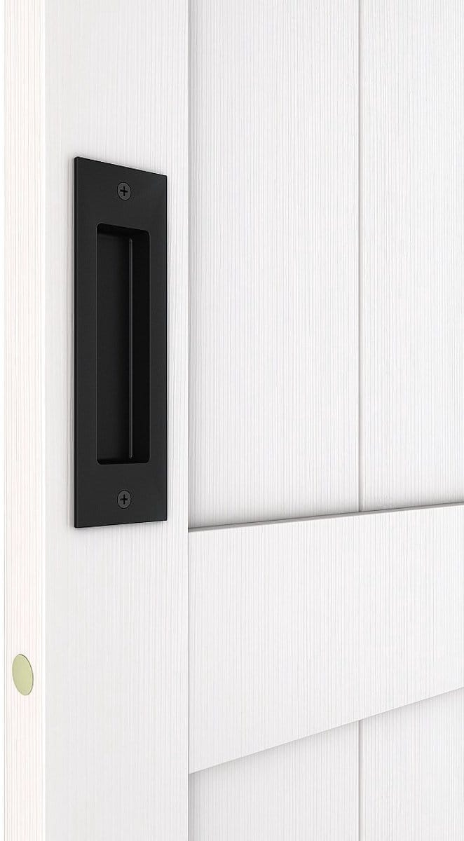 Vente-unique Schuifdeur met klamplaagsysteem in hout en MDF - Wit - H205 x L93 cm - NEFARA