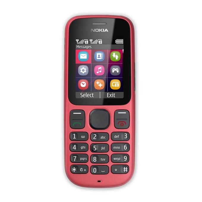 Gereviseerde originele Nokia 101 (1010) 2G Dual SIM mobiele telefoon Simple set rood