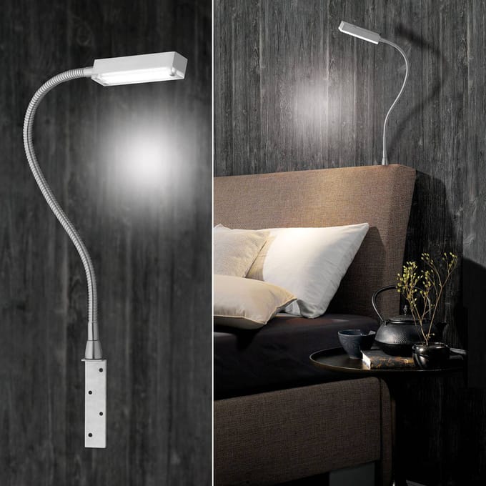 Fischer & Honsel Raix - Moderne nachtlamp met flexibele arm - 3000K - LED 5W - Zilver