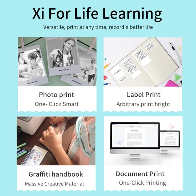 Mini Zakprinter Draagbare Thermische Directe Fotoafdrukken Labelmaker Machine BT Draadloze Connectiviteit wit