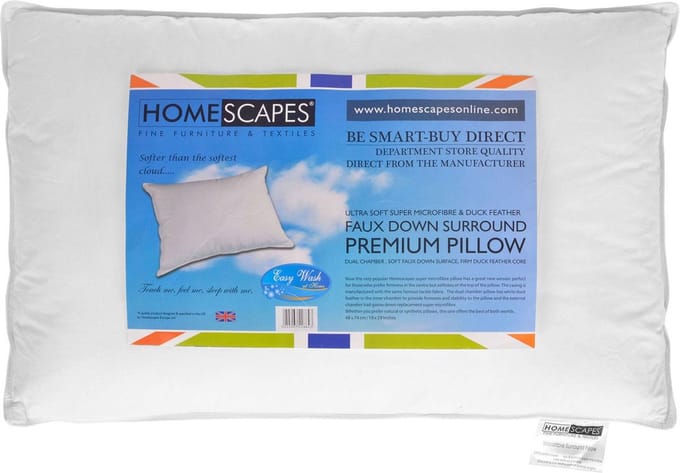 Homescapes - Microvezel hoofdkussen met eendenveren kern - 50x75 cm