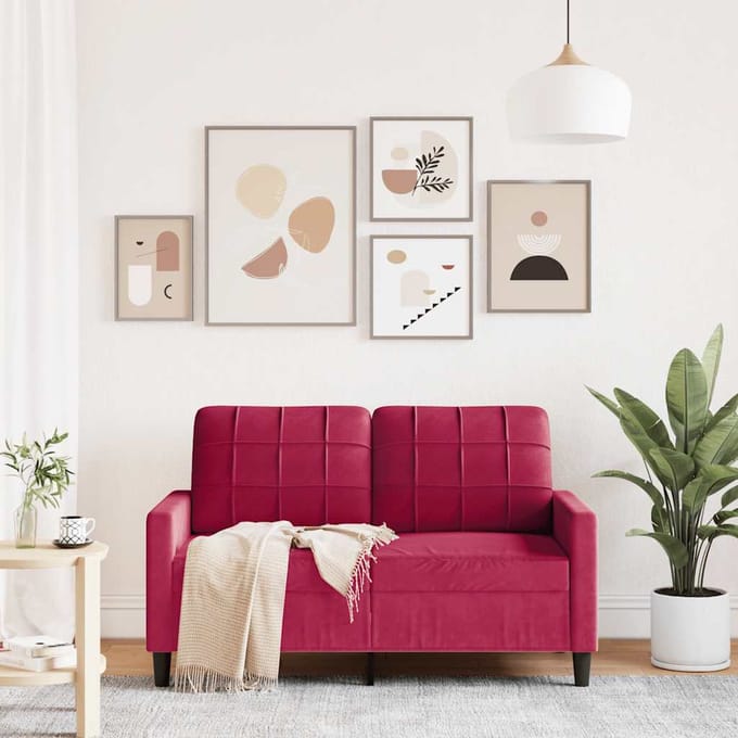 vidaXL - Tweezitsbank - 120 - cm - fluweel - wijnrood